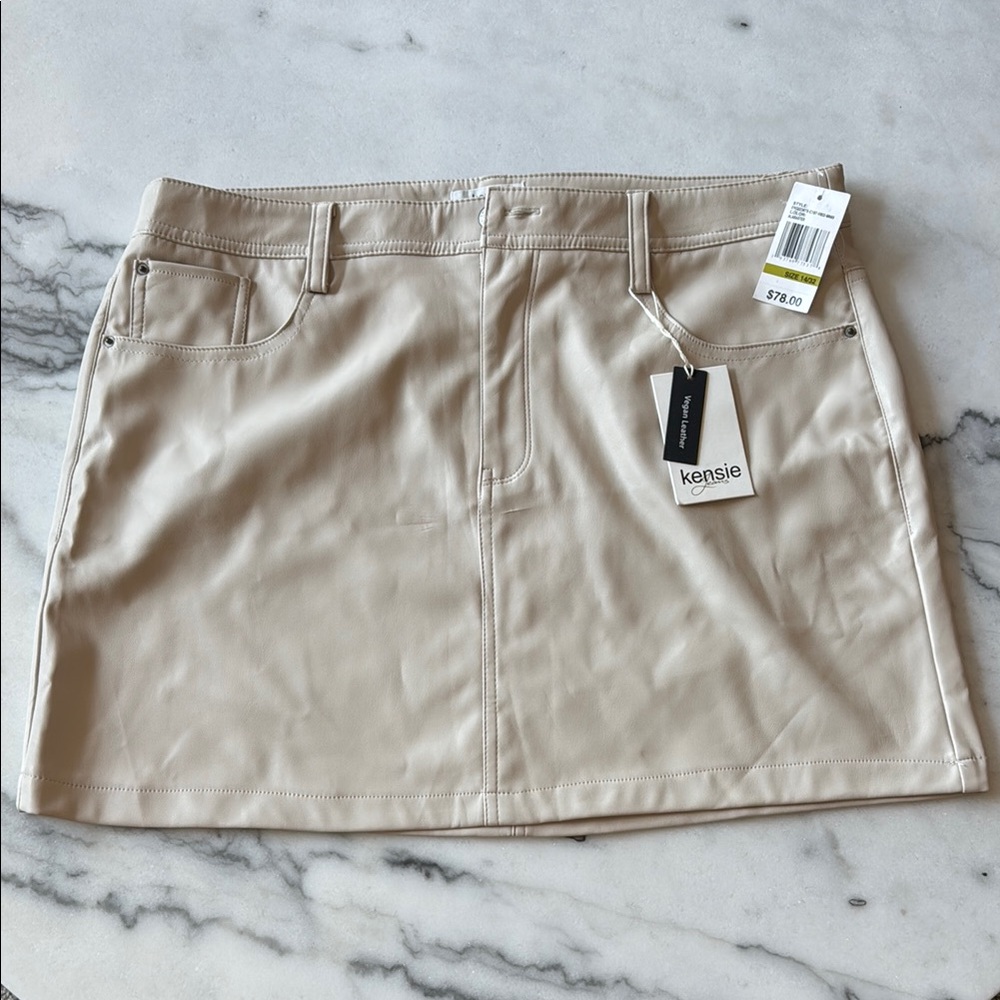 NWT Kensie Tan Vegan Leather Mini Skirt